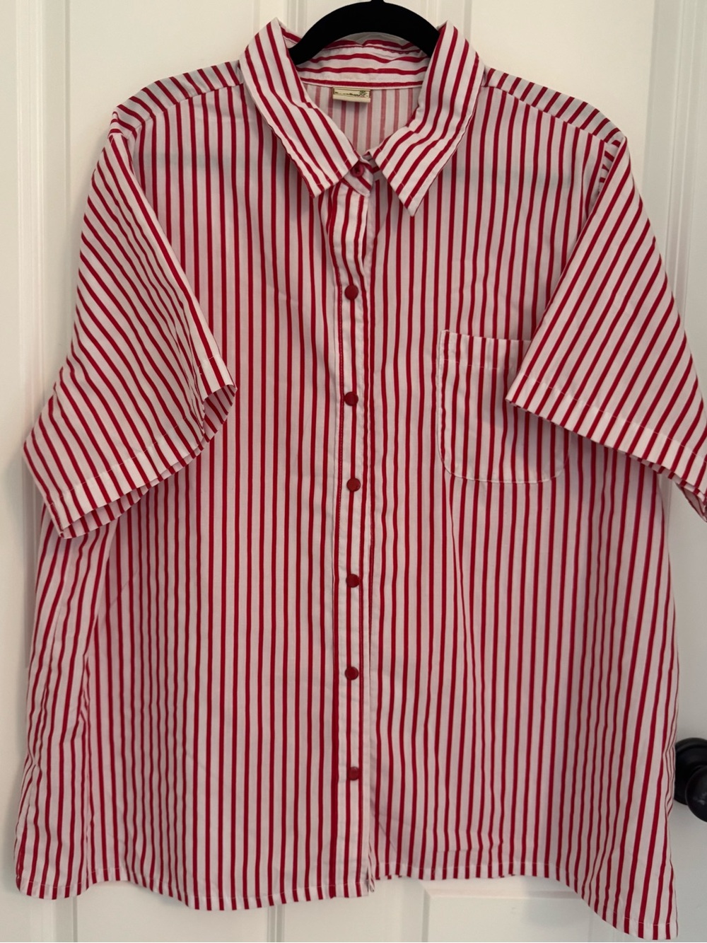 Boca Bay Red & White Striped Button Front Shirt Oversized Fit